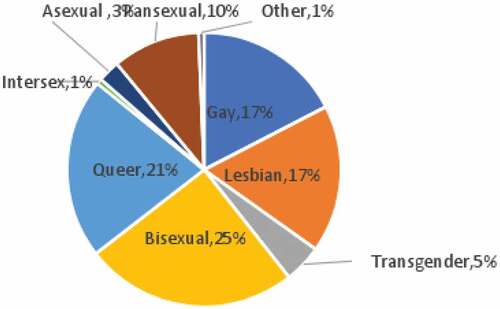 Figure 2. Participants by sexual orientation. Note that some of the participants identified themselves as more than one type of sexual orientations.