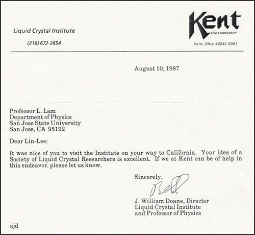 Figure 24. Bill Doane's supporting letter in his capacity as Director of the LCI (Aug. 10, 1987).