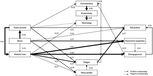 Figure 3. Path model—standardised significant relationships mental health.