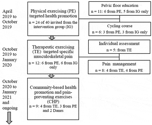 Figure 1. The three main physical activity interventions and derived activities for refugee families.