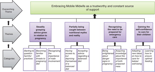 Fig. 1 Benefits and experiences of the Mobile Midwife technology.