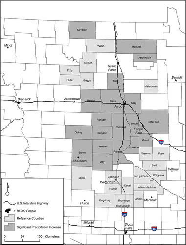 Figure 2. Selected study area counties in the U.S. northern prairie region.