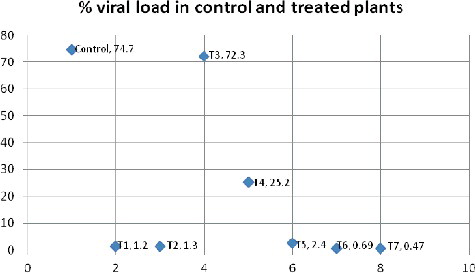 Figure 4. Comparison of CLCuV load (%) in control and BCA treated plants.
