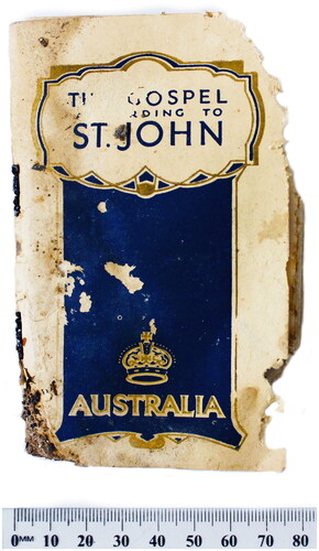 Figure 4. The Gospel According to St John book excavated from cell D40 c.1936–1952 (Photograph: Fremantle Prison).
