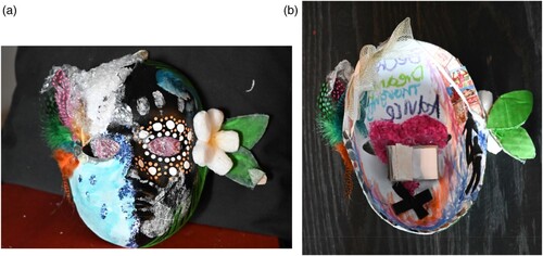 Figure 2. (a) ‘The Masks We Are’ (outer mask), Malachi (2016). (b) ‘The Masks We Are’ (inner mask), Malachi (2016).