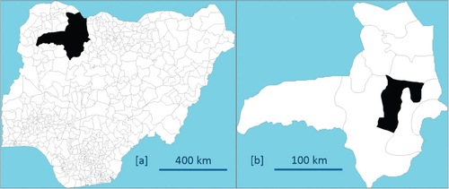 Fig. 1 (a) Map of Nigeria showing Zamfara State and (b) Zamfara State showing Bungudu Local Government Area.