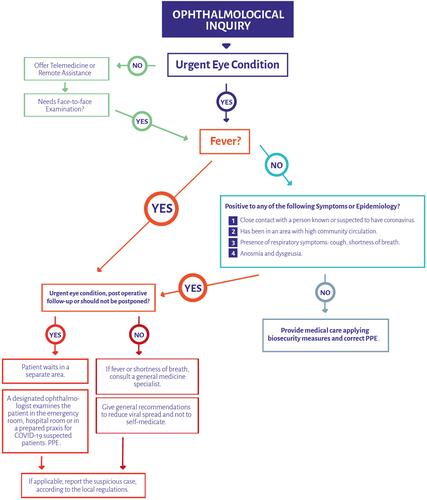 Figure 1 Suggested flow-chart to deliver ophthalmologic assistance during COVID-19 pandemic.
