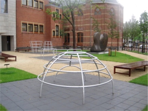 Figure 1. Some aluminum play elements designed by Aldo van Eyck, placed in the garden of Rijksmuseum, Amsterdam, the Netherlands. Photograph by Rob Withagen.