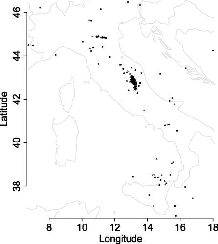 Fig. 5 Earthquake locations.