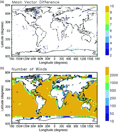 Fig. 5 As in Fig. 4, but for ASCAT winds.