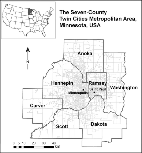 Figure 1. The seven-county Twin Cities metropolitan area, Minnesota, USA.