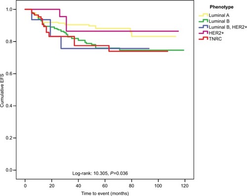 Figure 2 Kaplan–Meier curves in IHC surrogate phenotypes BC population.