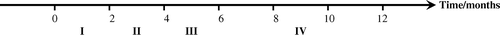 Figure 4.  Placement of scence I-IV in time.