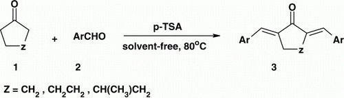 Scheme 1.  Synthesis of α,α′-bis(substituted benzylidene) cycloalkanones