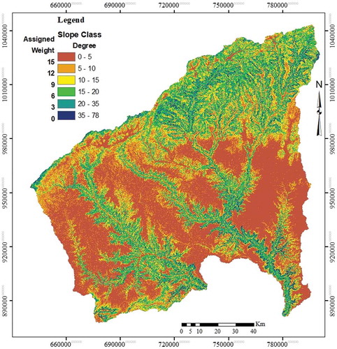 Figure 6. Slope class map of the study area