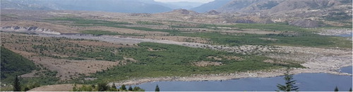 Figure 8. Alluvial fan with a NE direction, flowing into Spirit Lake, pointing East direction.