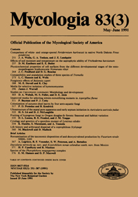 Cover image for Mycologia, Volume 83, Issue 3, 1991