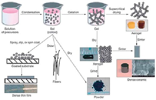 Figure 29. Stages of the sol–gel process [Citation59].