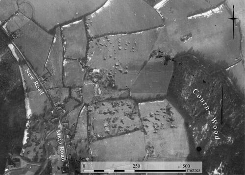 FIG. 8 Bristow’s Stone and Brickyard and Brown’s (Wells) Brickfield, Walter’s Ash, 14 February 1942 (RAF/HLA/403 V 25) (with permission from Historic England Archive/RAF Photography).