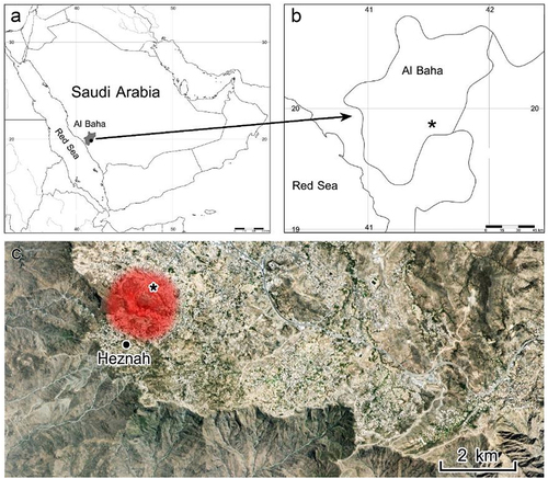Figure 1. Study range (in red) with samples collection site indicated by an asterisk.