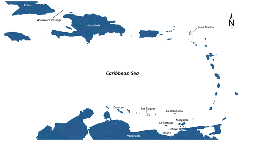 FIG. 1 La Tortuga Island within the wider geographical context of the Caribbean.