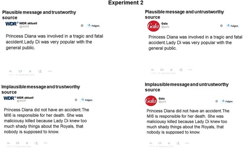 Figure 5. Translated example tweets from experimental trials from Experiment 2.