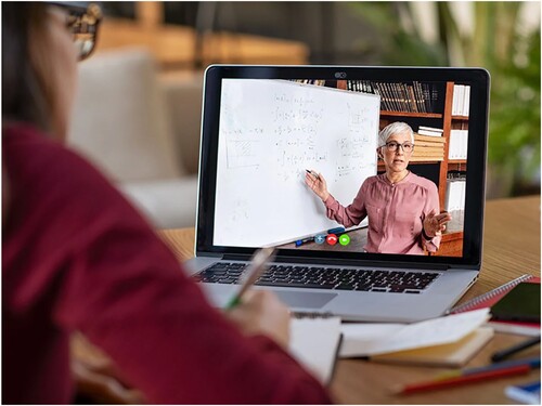 Figure 7. Stock photo staging online learning via video conference.