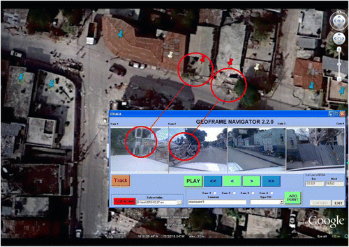 Figure 10. Comparison of a building damage classification on the aerial orthoimage and on the LCMMS frames – Erroneous classification example.