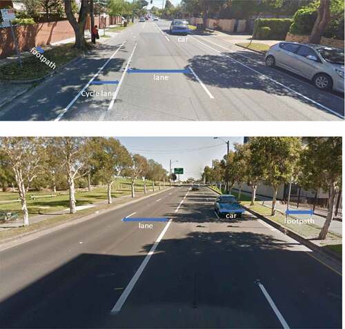 Figure A2. Images 1 and 2 (descending order) presented to respondents to estimate other road elements (section 4.3).