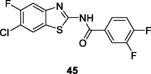Figure 27. Substituted difluorobenzamide BTA derivative 45.