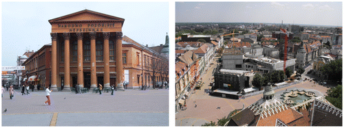 Figure 2. The National Theatre before (2007, left, photograph by Saša Stefanović) and after the works started (2009, right, photograph by Milomir Stanković).