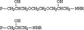 Figure 1. The structures of the modified chitosan adsorbents: P denotes the matrix and NH2R the sodium salt of an amino acid.
