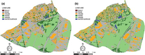 Figure 3. Land use of Massy area: (a) with priority and (b) without priority order.