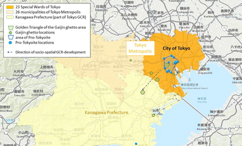 Figure 2. Socio-spatial patterns of transnational professionals in the Tokyo global city-region (GCR).