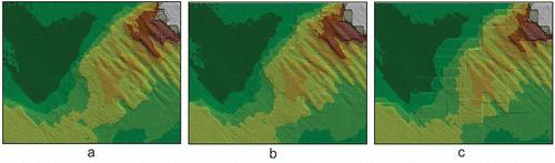 Figure 8. Sub-areas with a step difference in height caused by improper search radius selection.