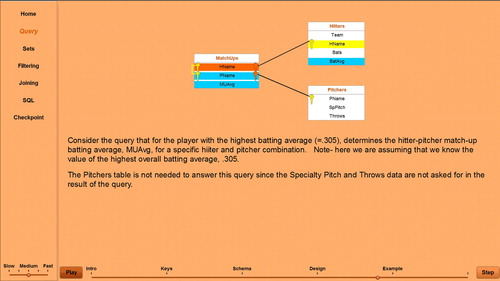 Fig. 4 QueryDB: Baseball statistics query design.