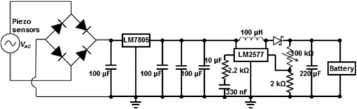 Figure 3. Overall circuit diagram piezo-electric generator.