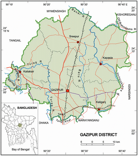 Figure 1. Map of the sub-urban Gazipur industrial area of Bangladesh.
