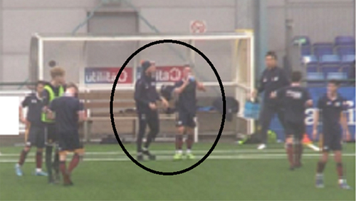 Figure 7. Coach circled providing an acceleration to player.