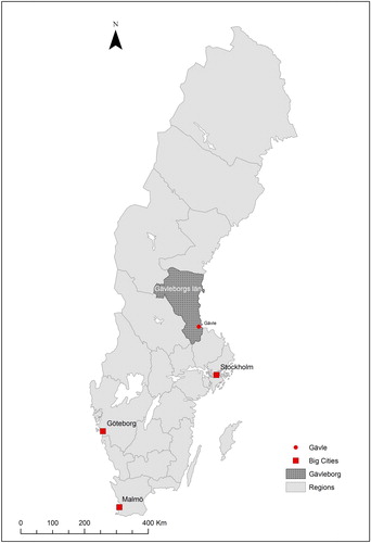 Figure 1. Map of Sweden and the location of Gävleborg County.