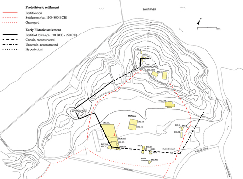 Figure 3. General map of the archaeological area of Barikot (Modified by the author after R. Sabelli, © ISMEO).