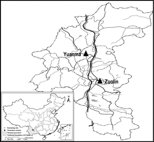 Figure 1 Map of study site (Yuanma station and Zuolin station).