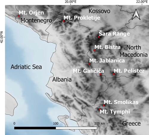 Figure 1. Location of the sites mentioned in the text.