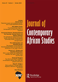 Cover image for Journal of Contemporary African Studies, Volume 37, Issue 4, 2019