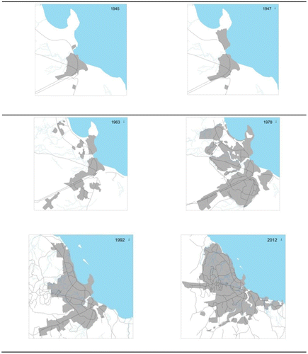 Map 5. Dar es Salaam Temporal spatial Growth.Source: Master Plan (Citation1979), Master Plan (Citation2012).