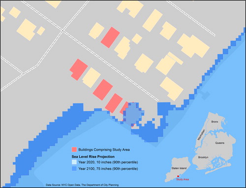 Figure 8. Study area with sea-level rise projection.