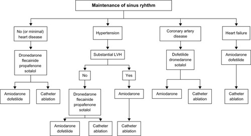 Figure 2 Proposed algorithm for use of antiarrhythmic drugs in patients with paroxysmal or persistent atrial fibrillation.Citation13