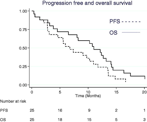 Figure 1. Kaplan-Meier estimates for overall survival (OS) and progression-free survival (PFS).