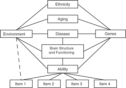 Figure 1. Model of the complex relationship between ethnicity and cognitive ability, modified from Mungas (Citation2006).