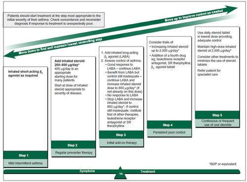 Figure 2 A summary of stepwise asthma management in adults.